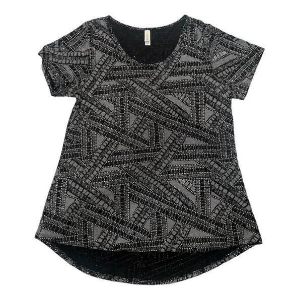 Vintage LuLaRoe Black Metallic Sparkle Art Deco Elegant Classic Tee XL - Picture 6 of 10